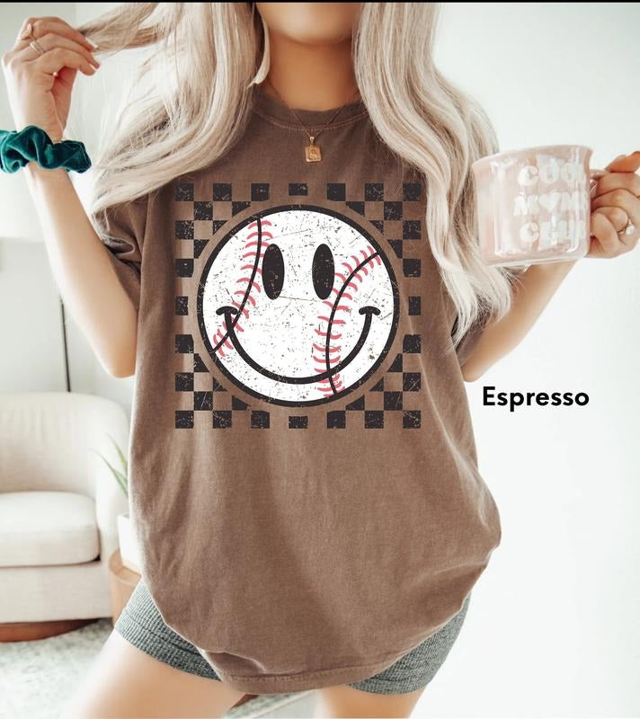 Comfort Colors Retro Baseball Shirt,Kids Baseball Shirt,Baseball Mom shirt,Baseball Smiley Shirt,Baseball Glove Shirt...