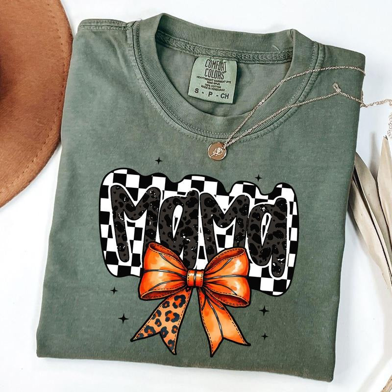 Comfort Colors Retro Basketball Mama Shirt, Basketball Coquette Shirt, Game Day Basketball Bow T-shirt, Checkered Mama...