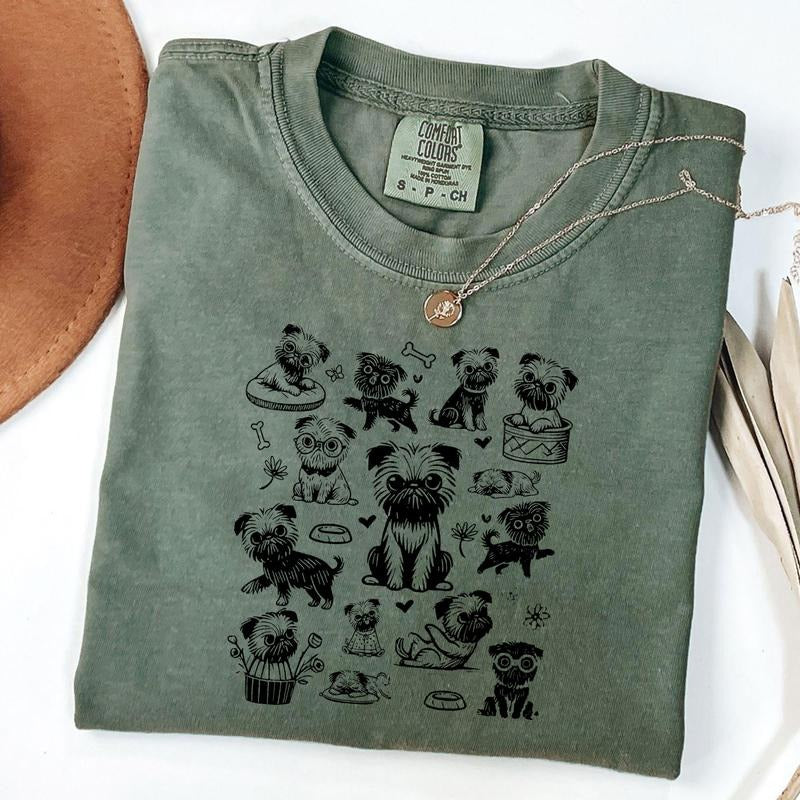 Comfort Colors Retro Brussels Griffon Shirt, Griff Doodle Shirt, Vintage Dog T-Shirt, Griffon Mom Tee, Griffon Dad...