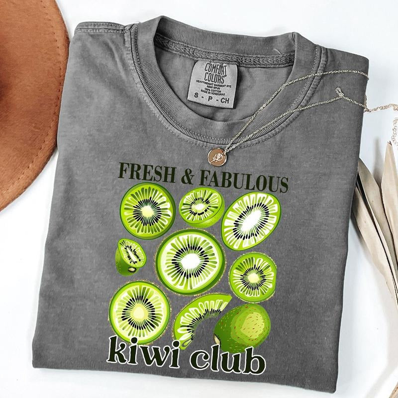 Comfort Colors Retro Kiwi TShirt, Vintage Fruit Label Tee, Y2K aesthetic Clothing Hoodie, Sweatshirt | TeeBloomCo.com