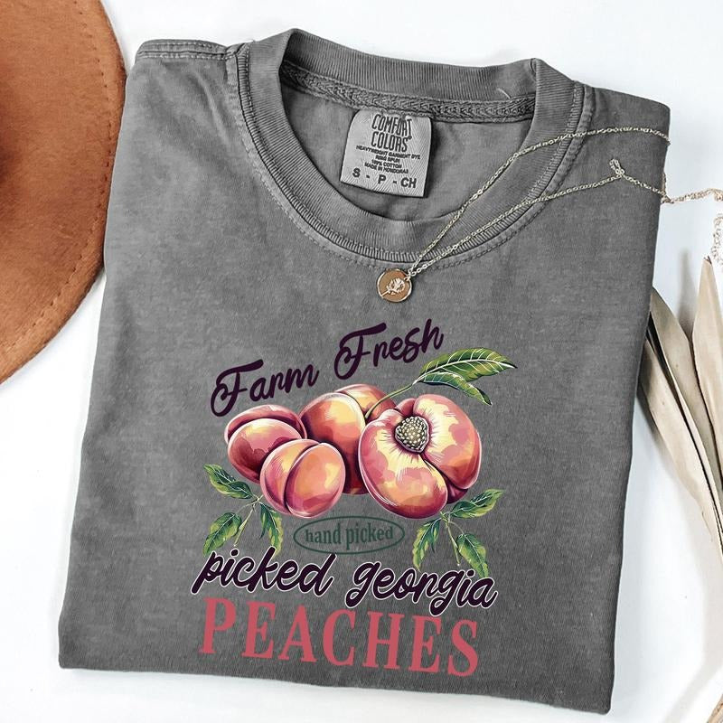 Comfort Colors Retro Peaches Shirt, Vintage Fruit Label Tee, Aesthetic Fruit T-Shirt Hoodie, Sweatshirt | TeeBloomCo.com