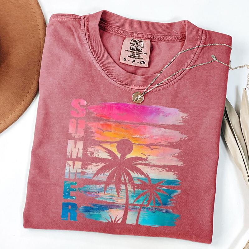 Comfort Colors Retro Summer Sunset Palm T-Shirt, Summer Vibes Tee, Chasing Sunset Summer Vacation Shirt Hoodie, Sweatshirt