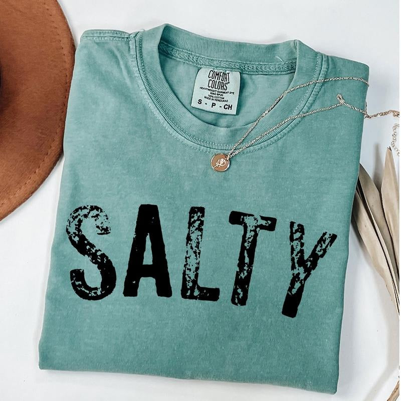 Comfort Colors Salty T-Shirt, Summer Tee, Trendy Beach Shirt, Vacation Shirt, Preppy Clothes For Girls Hoodie, Sweatshirt