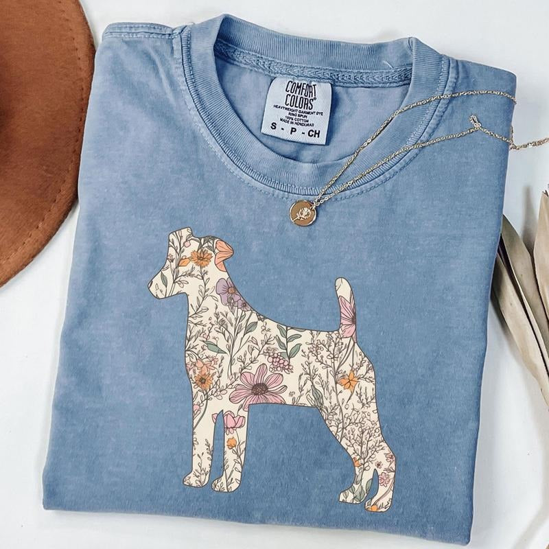 Comfort Colors Smooth Fox Terrier Shirt, Wildflowers Fox Terrier Mom Tshirt, Gift for Terrier Mama, Mother's Day Gift,...