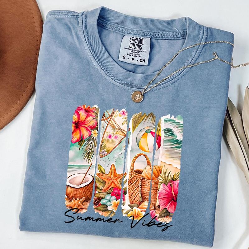 Comfort Colors Summer Vibes Shirt, Retro Summer Shirt, Hello Summer Shirt, Unisex T-Shirt Hoodie, Sweatshirt | TeeBloomCo.com