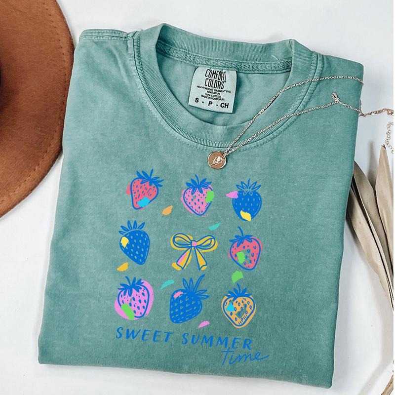 Comfort Colors Sweet Summer Time Shirt, Coquette Summer T-Shirt, Summer Strawberry Tee, Unisex T-Shirt Hoodie, Sweatshirt