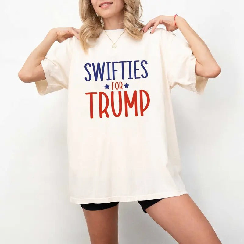 Comfort Colors Swifties For Trump 2024 Presidential Election Women's Graphic T-Shirt, Swiftie Girl Shirt, Donald Trump...