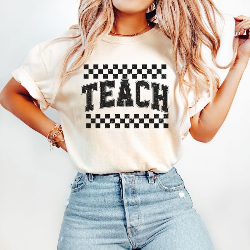 Comfort Colors Teach Shirt, Cute Teacher Shirt, Back to School Shirt, Elementary School Teacher Tee, Retro Teacher Shirt...