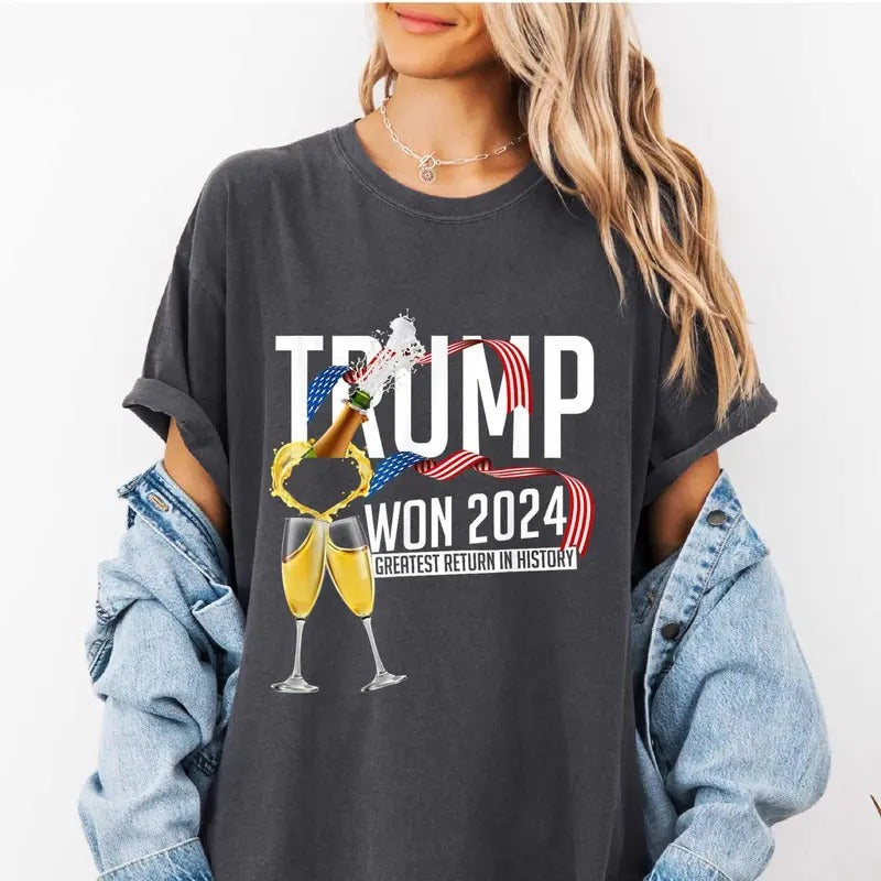 Comfort Colors Trump Won 2024 Shirt, Republican T-Shirt, Election Winner Trump T-Shirt, President Trump Shirt Hoodie,...