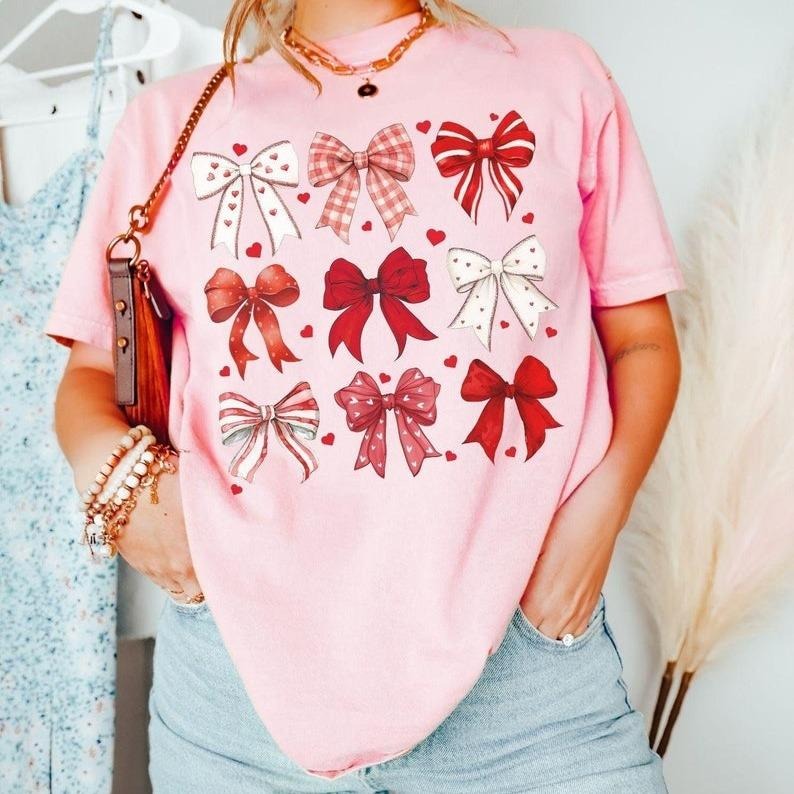 Comfort Colors Valentines Day Shirts, Valentine Coquette Bow Shirts, Valentine Gift for Her, Trendy Valentine's Tee, Cute...