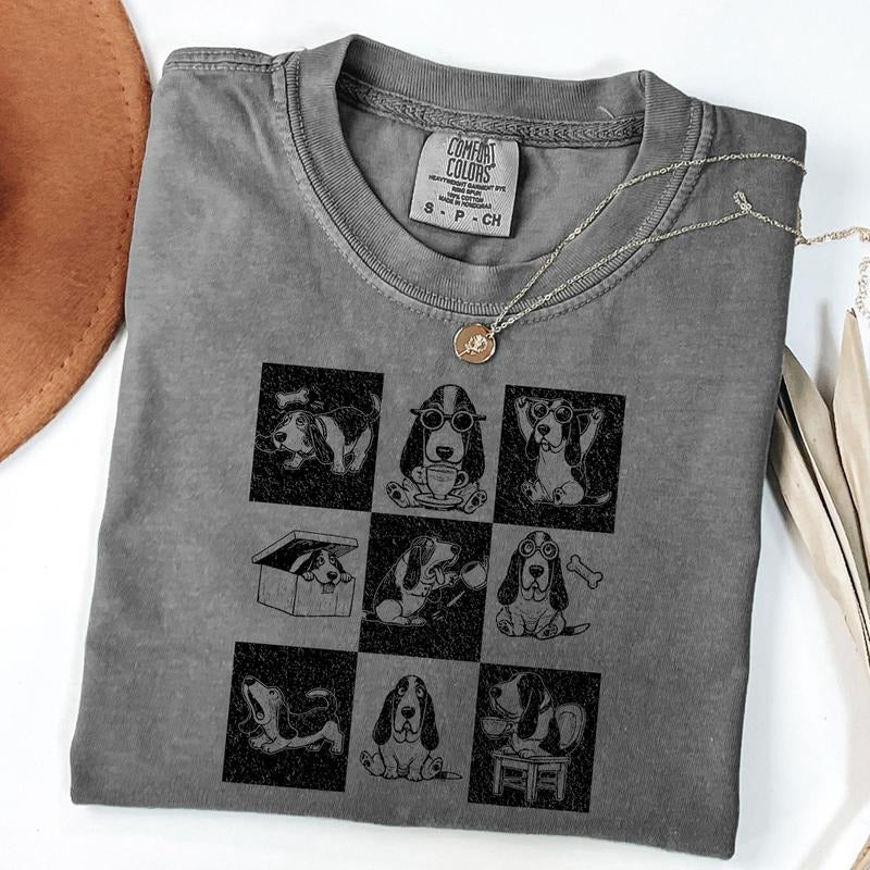 Comfort Colors Vintage Basset Hound Tee, Retro Dog Shirt, Basset Mom T-Shirt, Basset Hound Gift Hoodie, Sweatshirt