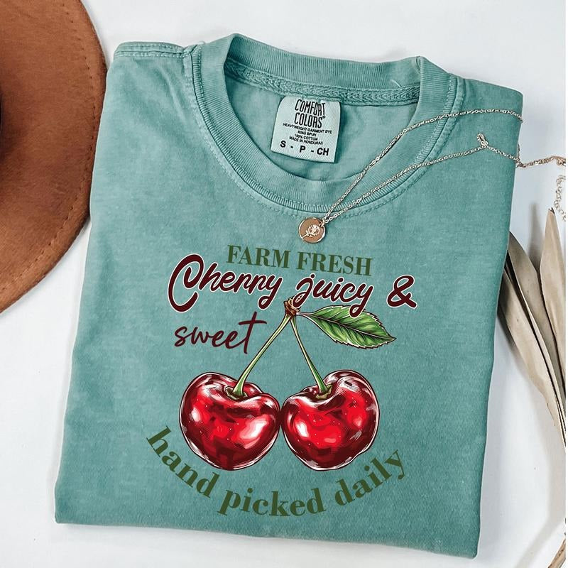 Comfort Colors Vintage Cherry Shirt, Cherry Tee, Fruit Tshirt, Summer Shirt Hoodie, Sweatshirt | TeeBloomCo.com
