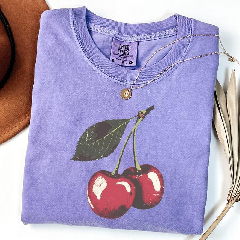 Comfort Colors Vintage Cherry Shirt, Cherry Tee, Fruit tshirt, Summer Shirt, Food Lover Gift, Retro Cherry Shirt,...