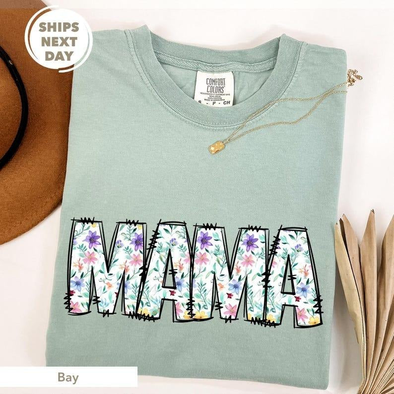 Comfort Colors Vintage floral Mama t-shirt, Mama T-Shirt, Strong Woman Shirt, gift for mothers day, Mama tee, Women's...