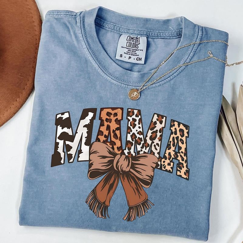 Comfort Colors Western Mama Tee, Coquette Mama Shirt, Mama Cow Print T-Shirt, Leopard Mama Shirt Hoodie, Sweatshirt