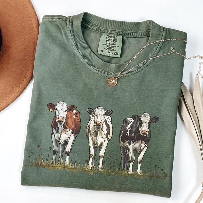 Comfort Colors Western Shirt, Cows Shirt, Cow Lover Shirt, Funny Cow Shirt, Farm Lover Shirts, Farm Animal Shirt Cotton...