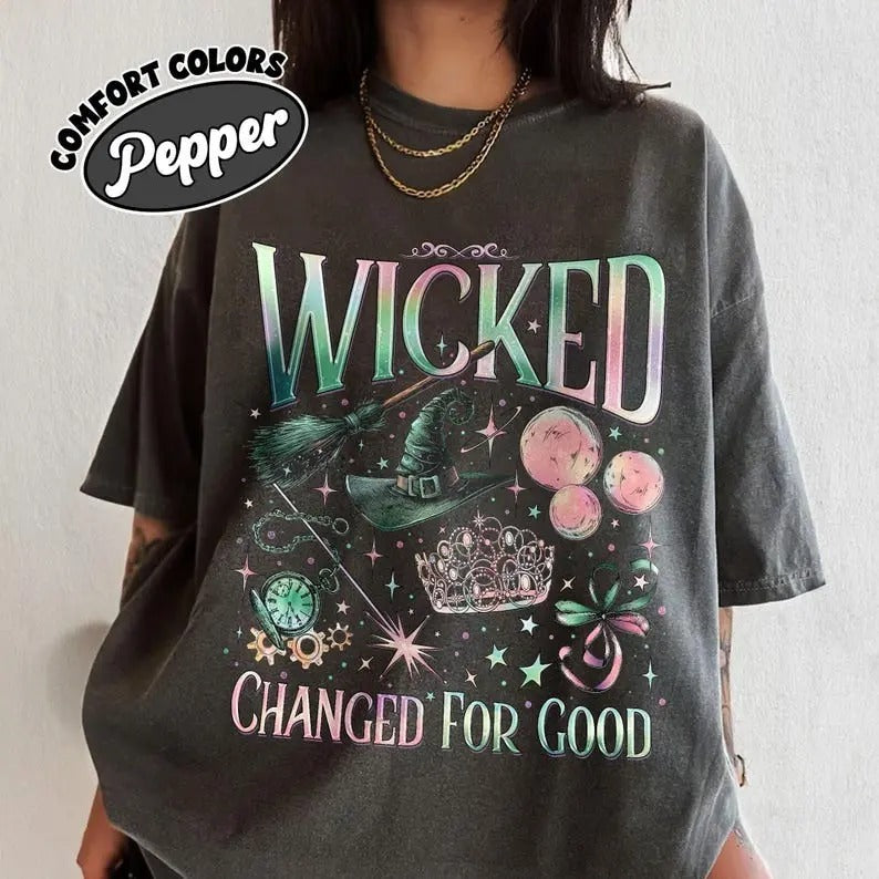 Comfort Colors Wicked Change For Good Shirt, Defy Gravity Broomstick Magic Wand, Wizard Movie Fan Shirt, Wicked Musical...