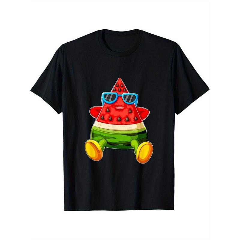 Comfortable and breathable outdoor men's clothing, high-quality fabrics, fun watermelon, summer fruit, sunglasses,...