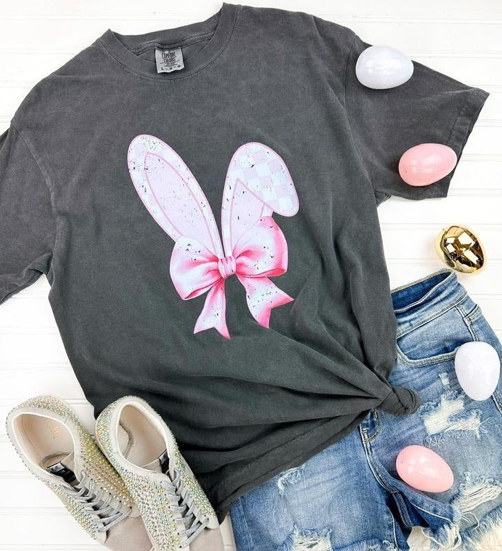 Coquette Bow Bunny Comfort Colors T-Shirt Hoodie, Sweatshirt | TeeBloomCo.com
