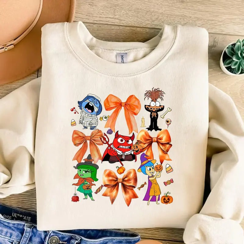 Coquette Bow Halloween Inside Out Character Shirt Spooky Inside Out Shirt Emotion Halloween Shirt Spooky Season Shirt...