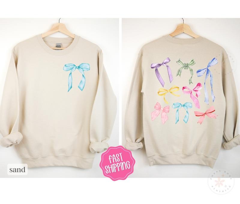 Coquette Bow Sweatshirt, Women's Sweatshirt, Bow Sweater T-Shirts, Hoodie | TeeBloomCo.com