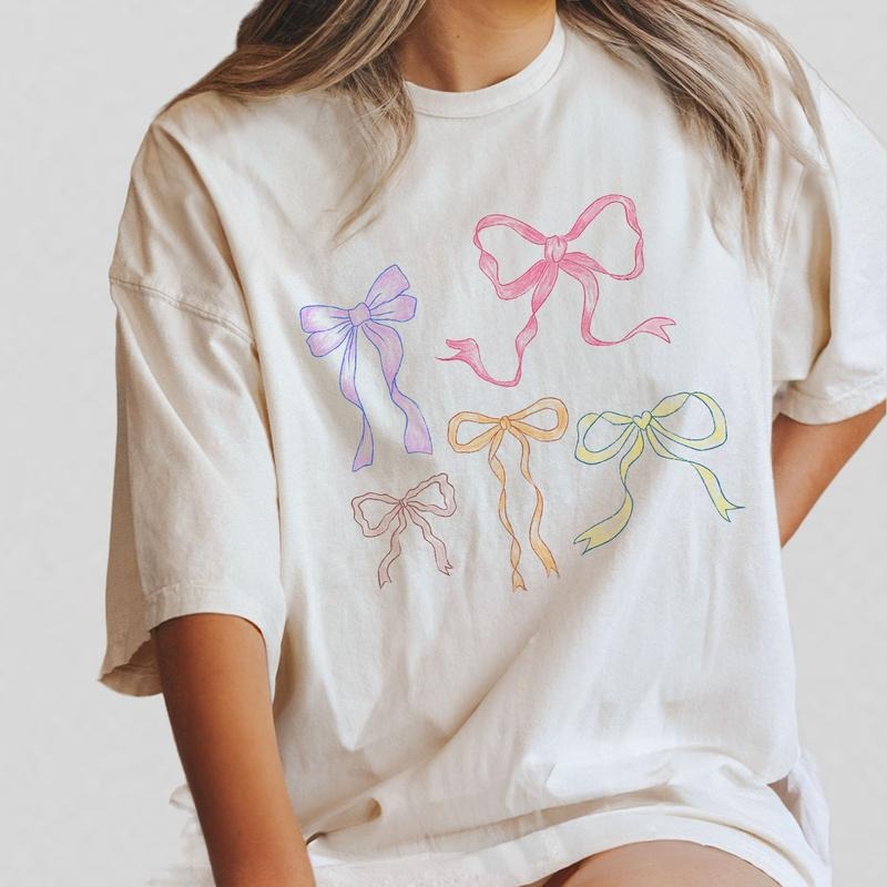 Coquette Bows Shirt for Her, Coquette Aesthetic, Bow Collage Tshirt, Ribbon Shirt for Girl, Comfort Tee Bows Coquette,...