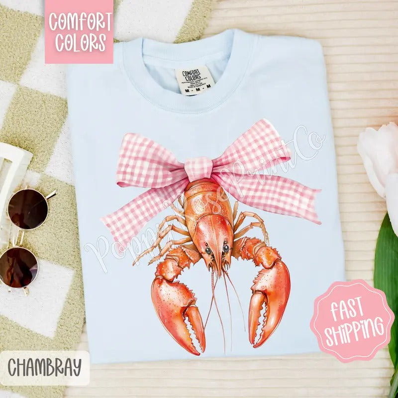 Coquette Crawfish Comfort Colors Tshirt, Southern Girl Tee, Girly Aesthetic Shirt Hoodie, Sweatshirt | TeeBloomCo.com