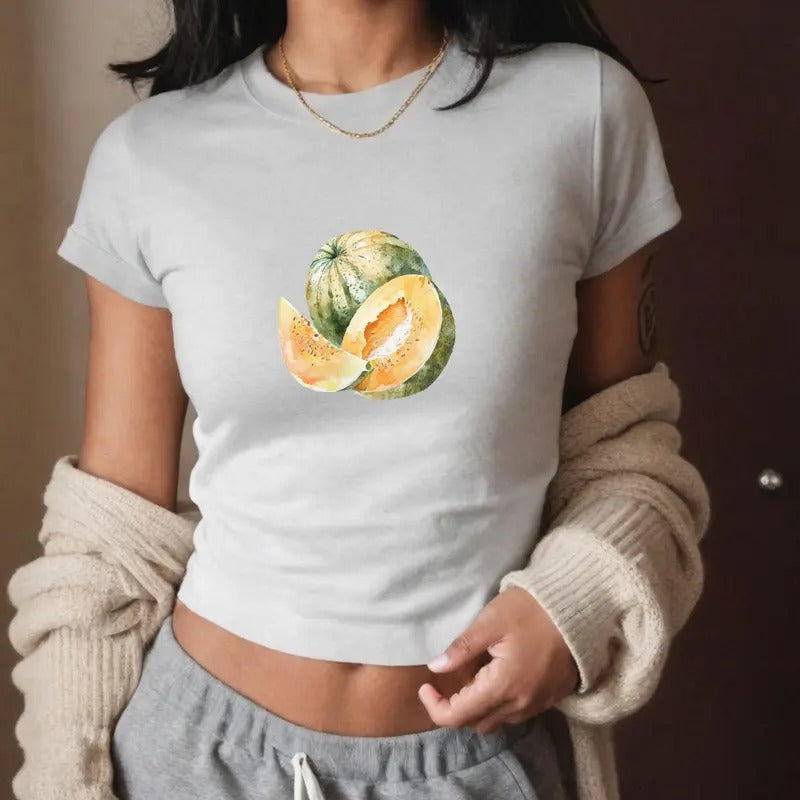 Coquette Feige Baby Tee - Watermelon Graphic T-Shirt for Women