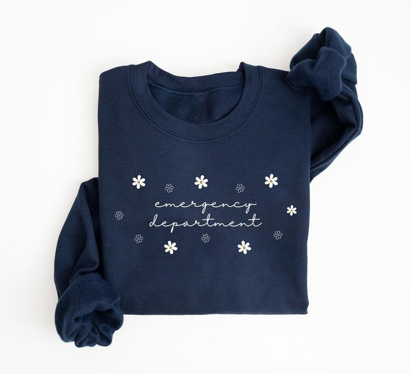 Coquette Floral Emergency Department Sweatshirt, Gift For ER Nurse Shirt, Floral ER Crewneck Women, Nurse Week Shirt,...