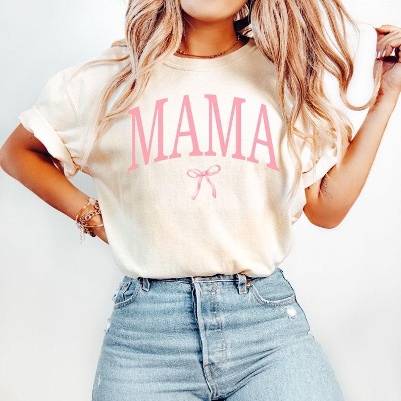 Coquette Mama Comfort Colors Shirt, Coquette Bow T-shirt for Mom, Mothers Day Gift, Girly Mama Outfitstyle{n002}2 Hoodie,...