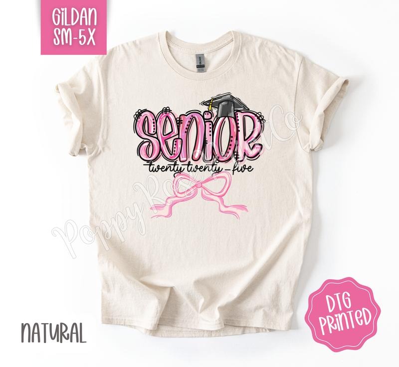 Coquette Senior Gildan Shirt, Cute Graduation Tshirt, Trendy Bow Tee, Gift for Her Hoodie, Sweatshirt | TeeBloomCo.com