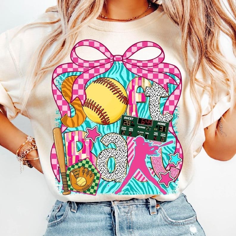 Coquette Softball Mama Brushstroke Game Day Softball Mom T-Shirt Hoodie, Sweatshirt | TeeBloomCo.com