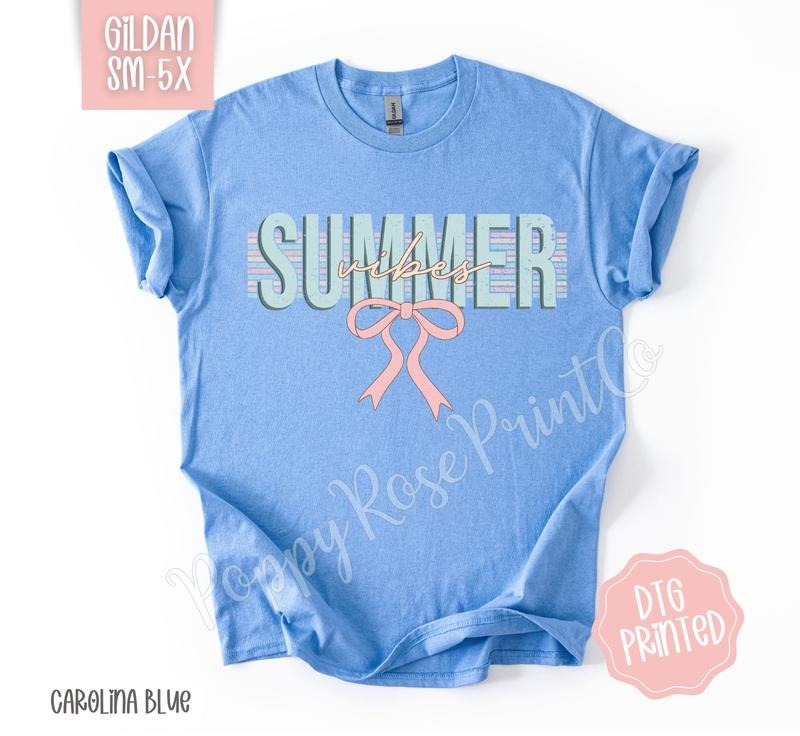 Coquette Summer Vibes Gildan Tshirt, Cute Summer Shirt, Girly Beach Tee Hoodie, Sweatshirt | TeeBloomCo.com