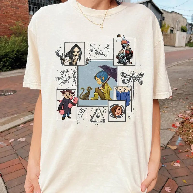 Coraline Movie Shirt Halloween Horrow Movie Coraline Fan Shirt Fantasy Film Shirt Cartoon Character Family Gift Shirt...