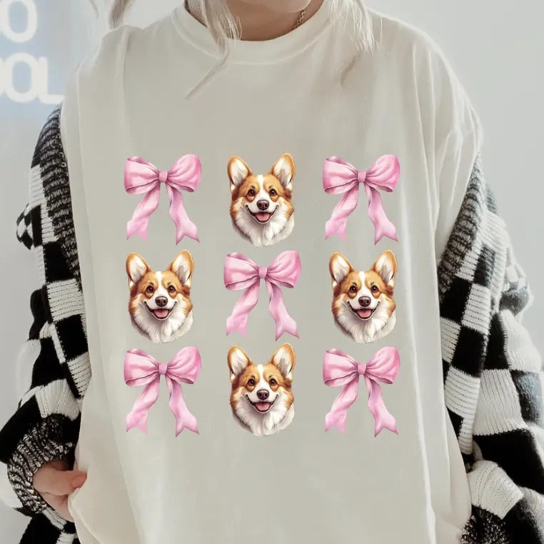 Corgi and bows Shirt ~ Unisex Apparel Relaxed Fit Printed In The USA Clothing Womenswear Casual Comfort Cotton Top...