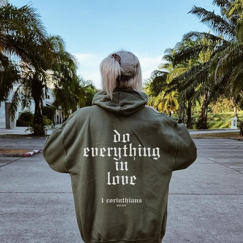 Corinthians Bible Verse Unisex Sweatshirt, Green,  Cotton, Long Sleeve, Suitable for Men, Christian and Catholic Wear...