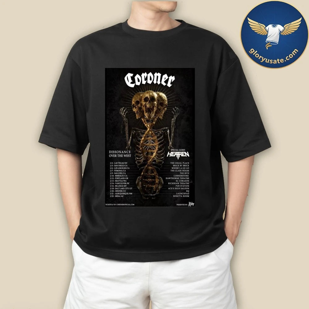 Coroner West Coast Tour 2026 Poster Shirt