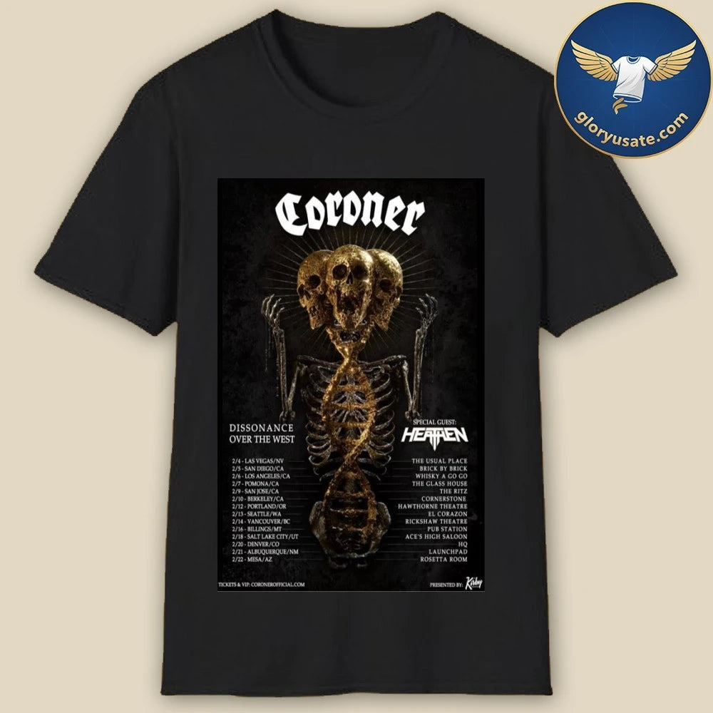 Coroner West Coast Tour 2026 Poster Shirt