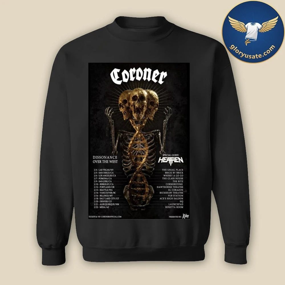 Coroner West Coast Tour 2026 Poster Shirt
