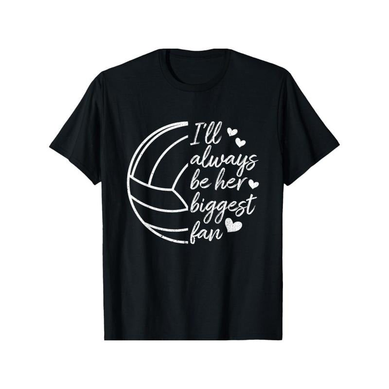 Cotton Crew Neck T-Shirt| Regular Fit Knit Fabric| Casual All-Season Tee with Volleyball Print| Super Soft Black Shirt...