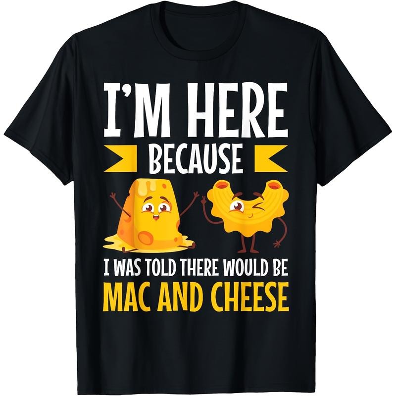 [Cotton Mac and Cheese Tee] 100% Cotton Mac and Cheese Themed T-Shirt - Regular Fit, Short Sleeve, Cartoon Pattern