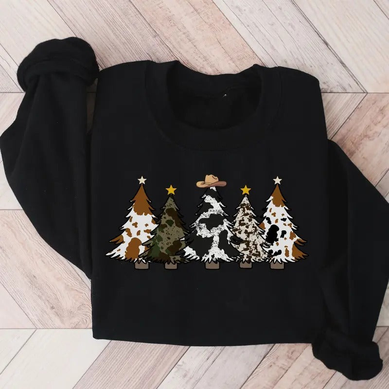 Country Christmas Sweatshirt| Cute cowhide Sweatshirt| Holiday Sweatshirt| Christmas cow Shirt| Cow lover Xmas gift| Farm...