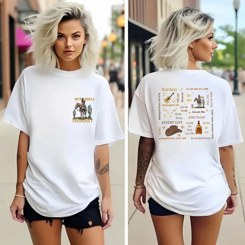 Country Music Concert Tee, MitcheII Tenpennyy 2 Sides Tee, Western Cowboy Tee, Unisex Short Sleeve Tee Shirt Hoodie,...