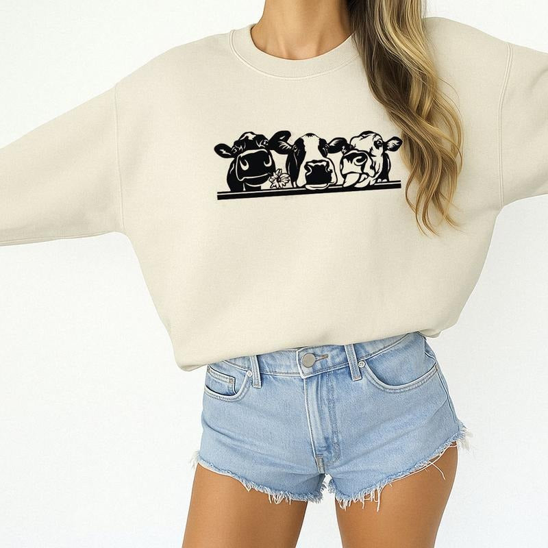 Cow Farm Animal Sweatshirt, Animal Lover T-shirt Farm Hoodie Animal Farmer Girl Gift Unisex | TeeBloomCo.com