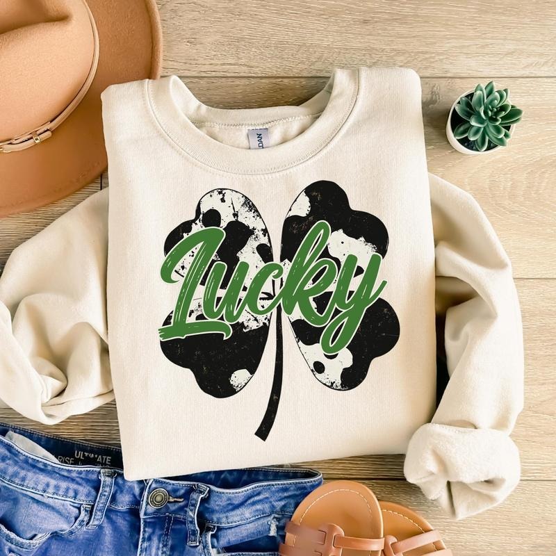 Cow Print Lucky Shamrock St Patricks Day Retro St Patty's Day shirt Hoodie, Sweatshirt | TeeBloomCo.com