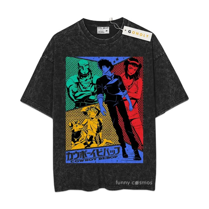 Cowboy Bebop Sweatshirt, Anime Sweatshirt Vintage Sweater Mineral Wash TShirt Sweatshirt Hoodie | TeeBloomCo.com