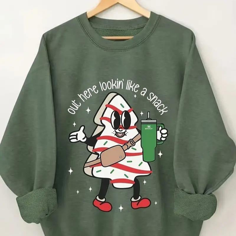 Cozy Christmas Graphic Sweatshirt - Long Sleeve Crew Neck for Women - Perfect Fall & Winter Fashion Cotton Crewneck...