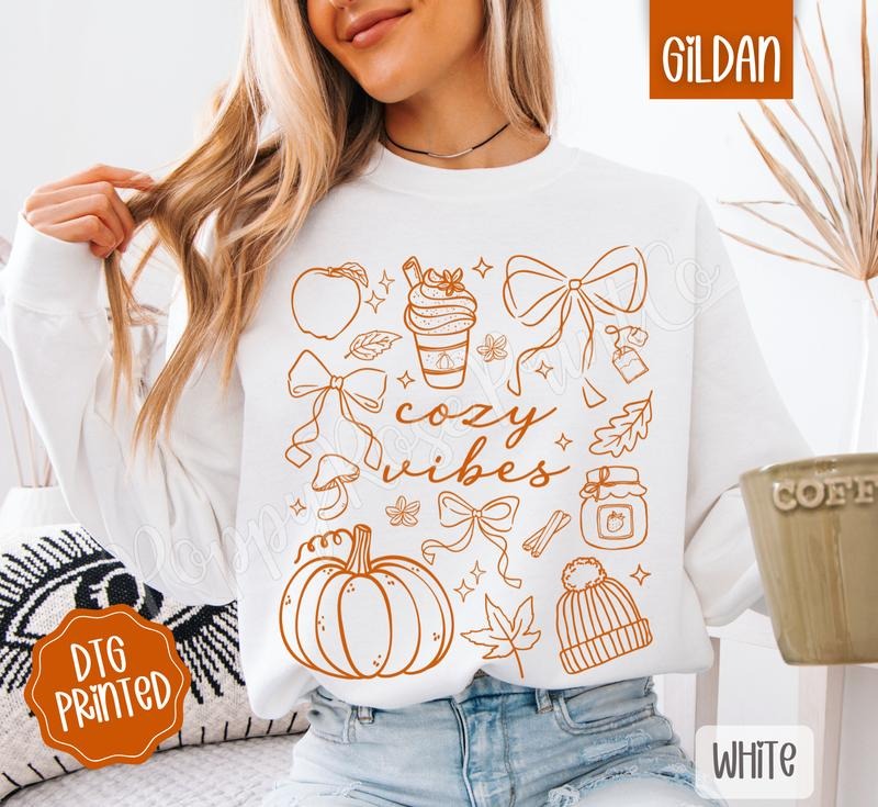 Cozy Vibes Sweatshirt, Trendy Fall Crewneck T-Shirts, Hoodie | TeeBloomCo.com