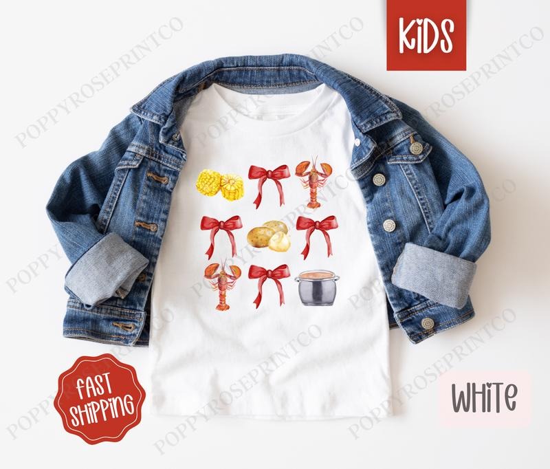 Crawfish Coquette Kids Shirt, Crawfish Children's Shirt, Cute Youth Tee Gildan Hoodie, Sweatshirt | TeeBloomCo.com