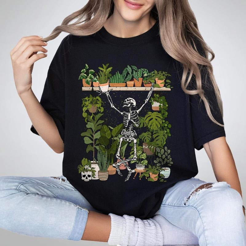 Crazy Plant Skeleton Shirt, Skeleton Gardener Shirt, Plant Lover Shirt, Farmer TShirt for Women, Plant Mom Shirt, Gift...